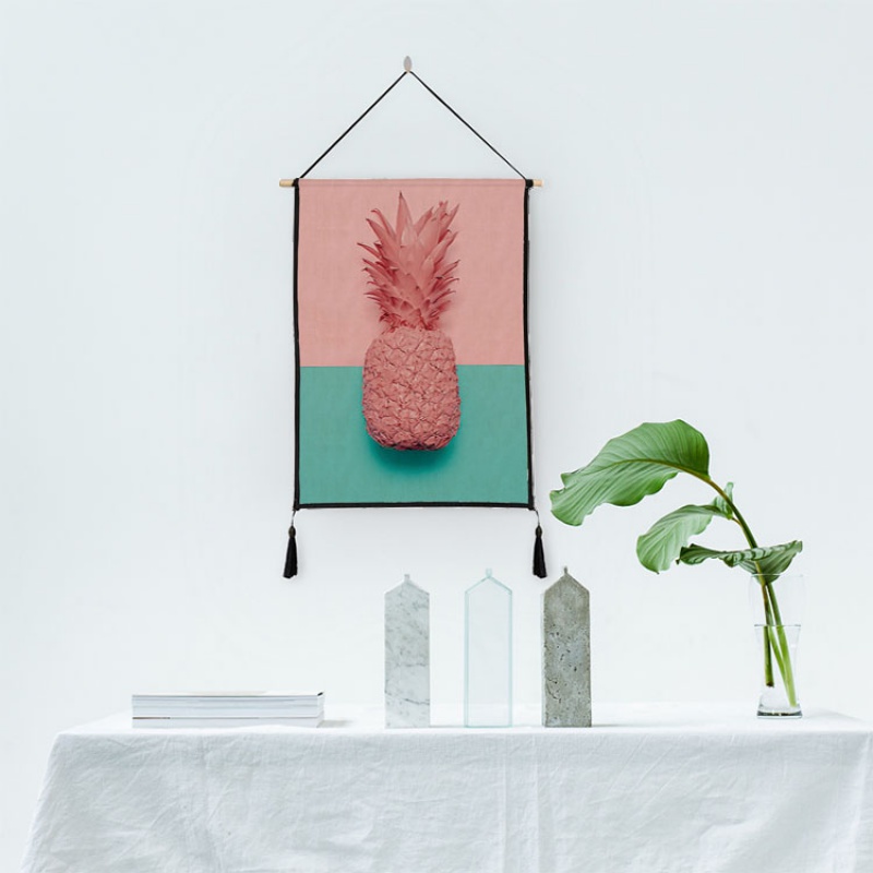 美帮汇北欧 菠萝系列挂画挂毯壁挂 客厅走廊房间装饰挂画高清大图