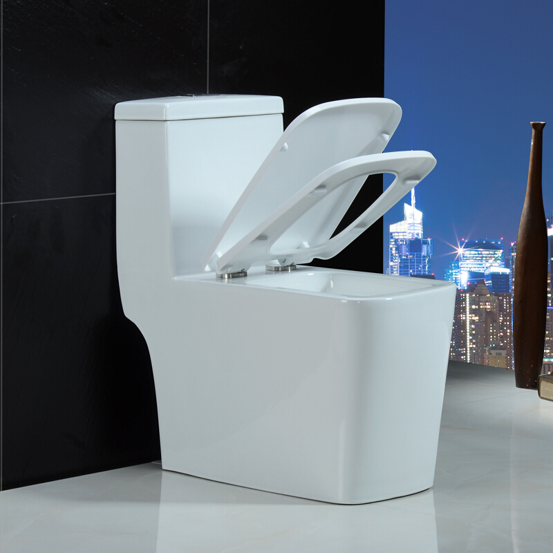 马桶超漩虹吸抽水连体坐便大孔径座便器节水静音洁具卫浴方型大座圈