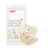 维德医用外科口罩三层成人一次性灭菌级无菌口罩批发厂家10个/袋 杏色桃花 400袋/箱 一箱