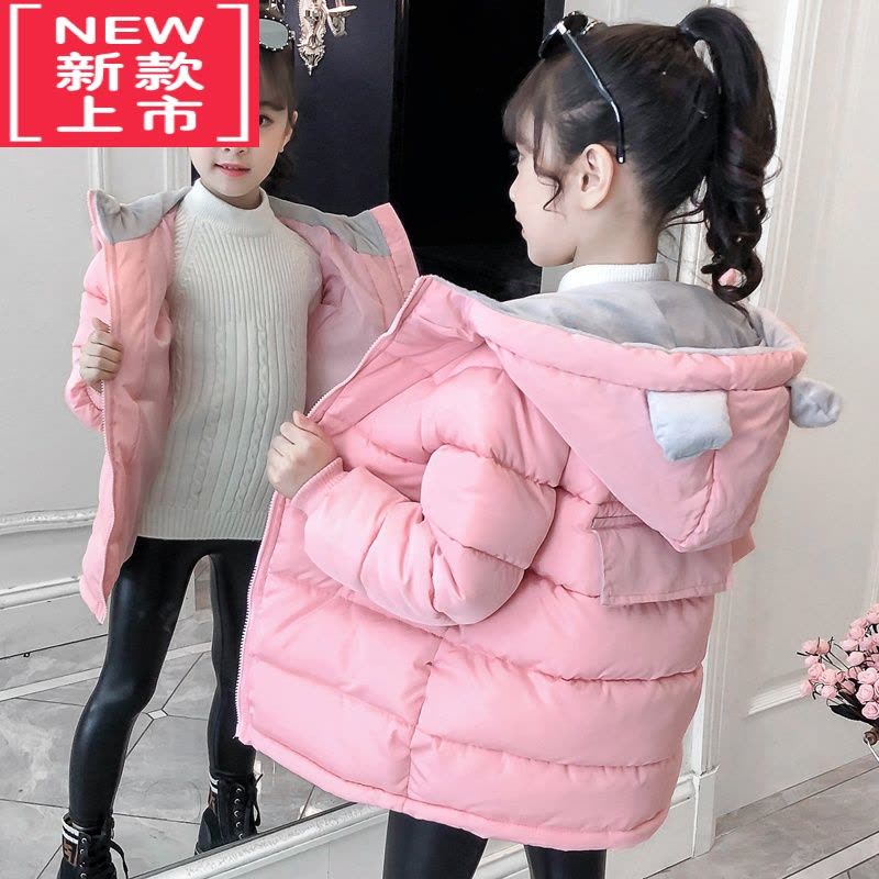 可莉允韩国女童棉服2022新款儿童羽绒棉衣洋气中长款中大童加厚冬装外套图片