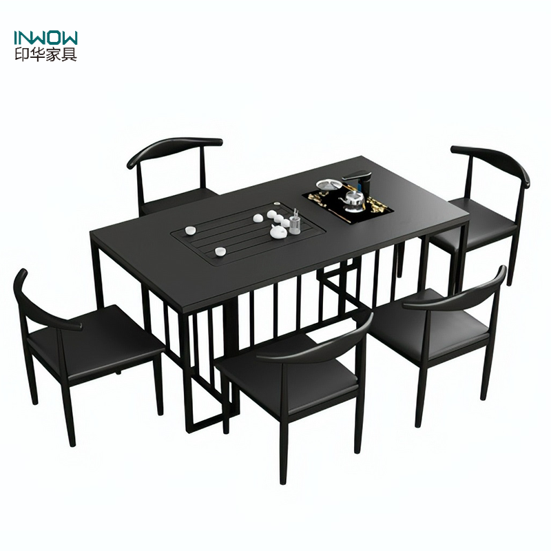 印华（YINHUA）火烧石茶桌一桌五椅 茶几 茶台 茶桌 （1300*800*760）（套）