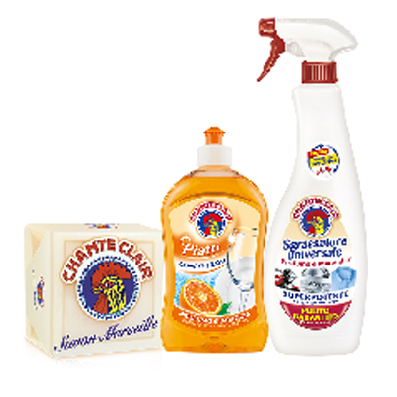大公鸡管家三件套(不带礼盒) 清洁套装 油污净+马赛皂+洗洁精 三件套