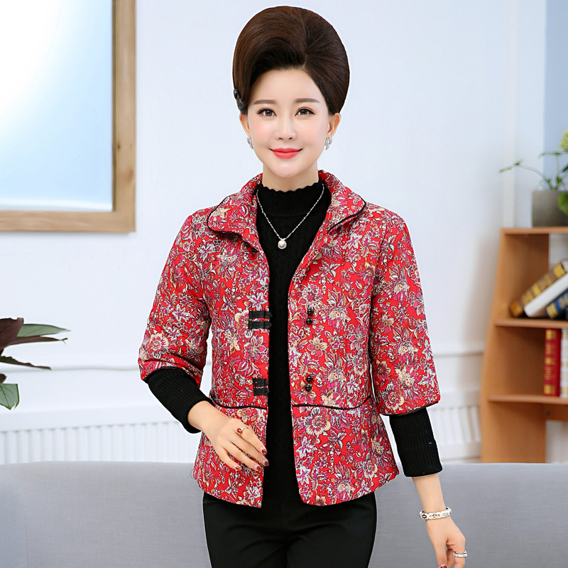 yibusheng冬装妈妈装春秋装马甲薄棉衣老年人棉服中老年女外套半袖