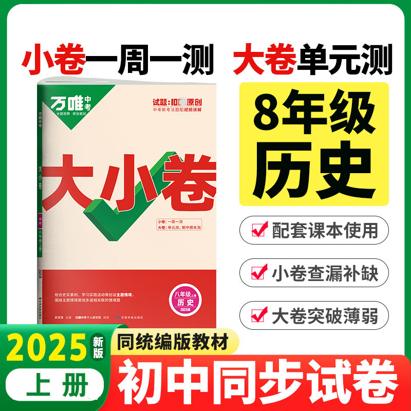 2025版万唯中考 大小卷 八年级历史上册人教版初中历史专题训练初二8年级单元同步训练试卷 期中模拟期末复习冲刺卷