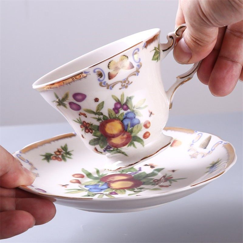 一杯一碟 陶瓷咖啡杯欧式奢华套装家用高档ins杯子下午茶金边花茶杯奶茶杯
