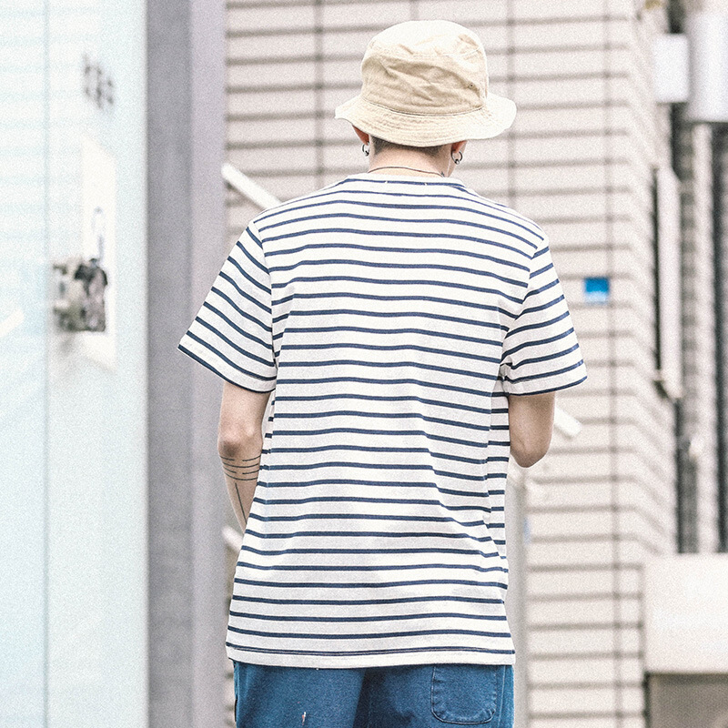 东京衣柜男装夏季百搭条纹短袖T恤学生小清新上衣圆领半袖体恤男