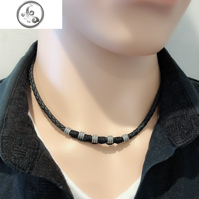 项链男潮纯银99足银复古吊坠简约嘻哈短款锁骨链ins性冷淡遮疤痕jimi