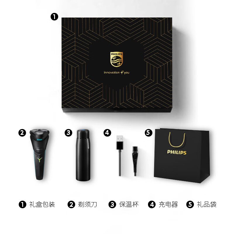 飞利浦(Philips) 剃须刀小旋风+保温杯/优享礼遇套装JGYC-1高清大图