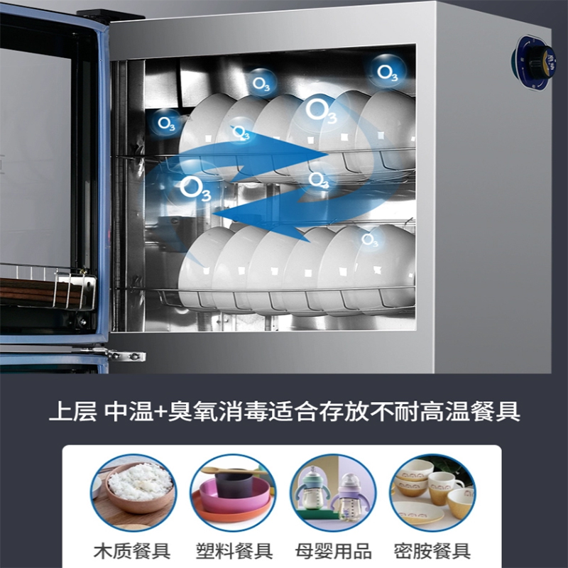 消毒柜商用饭店大容量不锈钢酒店厨房餐饮消毒碗柜80L高清大图