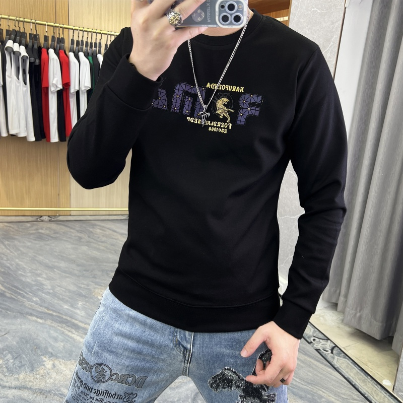 欧货烫钻卫衣男秋冬新款潮流炫彩飞虎青年休闲衣服圆领打底衫