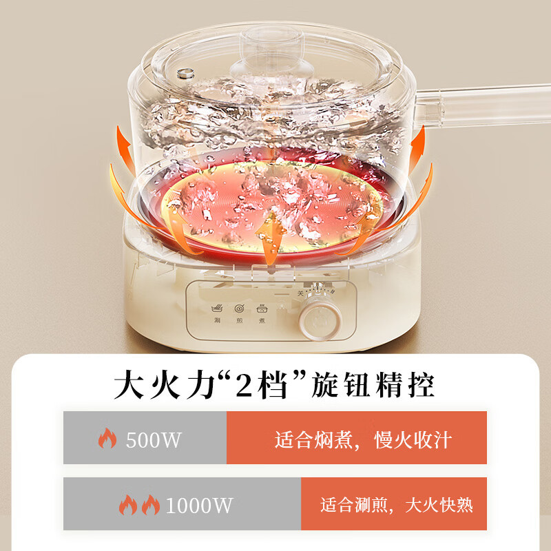 小熊(Bear)电煮锅 多功能锅 电热锅电炒锅 2.5L小电锅分体 学生宿舍电火锅蒸煮煎炒锅配蒸笼 DHG-D25D1