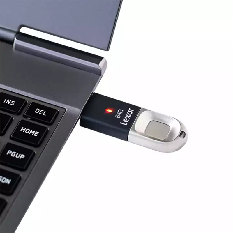 [免邮]雷克沙(Lexar)F35 64GB U盘 读150MB/s指纹加密闪存盘USB3.0 电脑灰色优盘