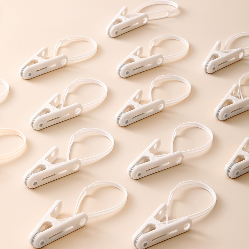 JEKO&JEKO 多功能防风晾晒夹夹子晾衣夹带绳塑料夹子无痕衣服袜子挂绳固定夹高清大图