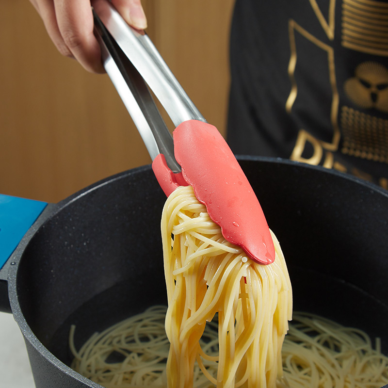 不锈钢夹子厨房家用烤肉专用煎牛排夹食物夹防烫硅胶食品夹DFS-YZ938-S