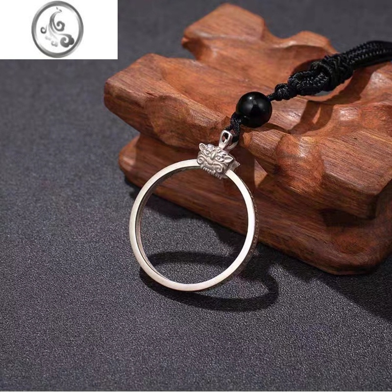 jimi99银银大头银元硬币熊猫币圈扣卡环吊坠项链边框全包边挂饰品定制