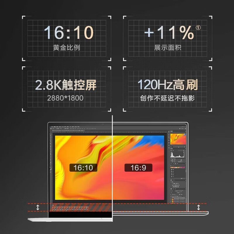 惠普HP ENVY16触控屏16英寸商务办公设计师轻薄笔记本电脑13代i7-13700H/32G/1T/独显RTX4060/满色域2.8K屏/120Hz/银[16-h1006TX]高清大图