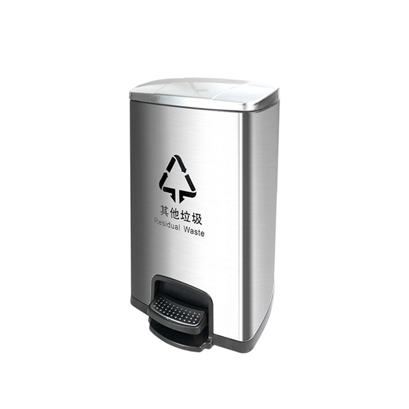 易企采 单桶30L踏式垃圾桶不锈钢室内办公室电梯口大号酒店商用果皮箱环卫垃圾箱 单桶30L