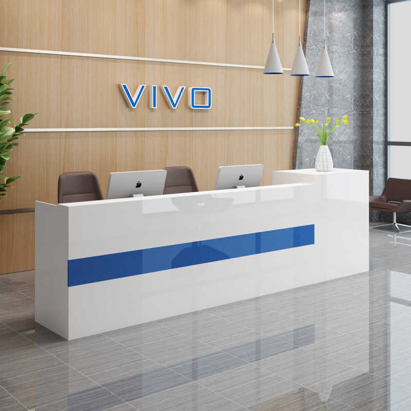 鑫环境 办公家具前台接待吧台收银台公司前台接待台小型店铺收银台美容院理发店烤漆咨询台物为服务台售楼部接待台高清大图