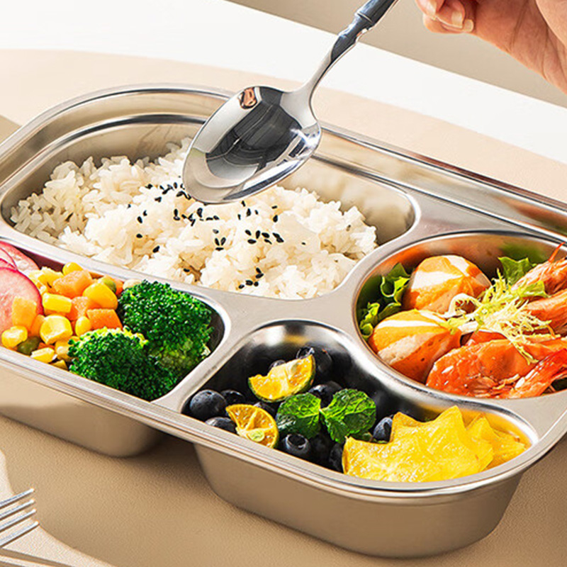MAXCOOK美厨餐盘4格不锈钢带盖卡通系列MCWA7350高清大图