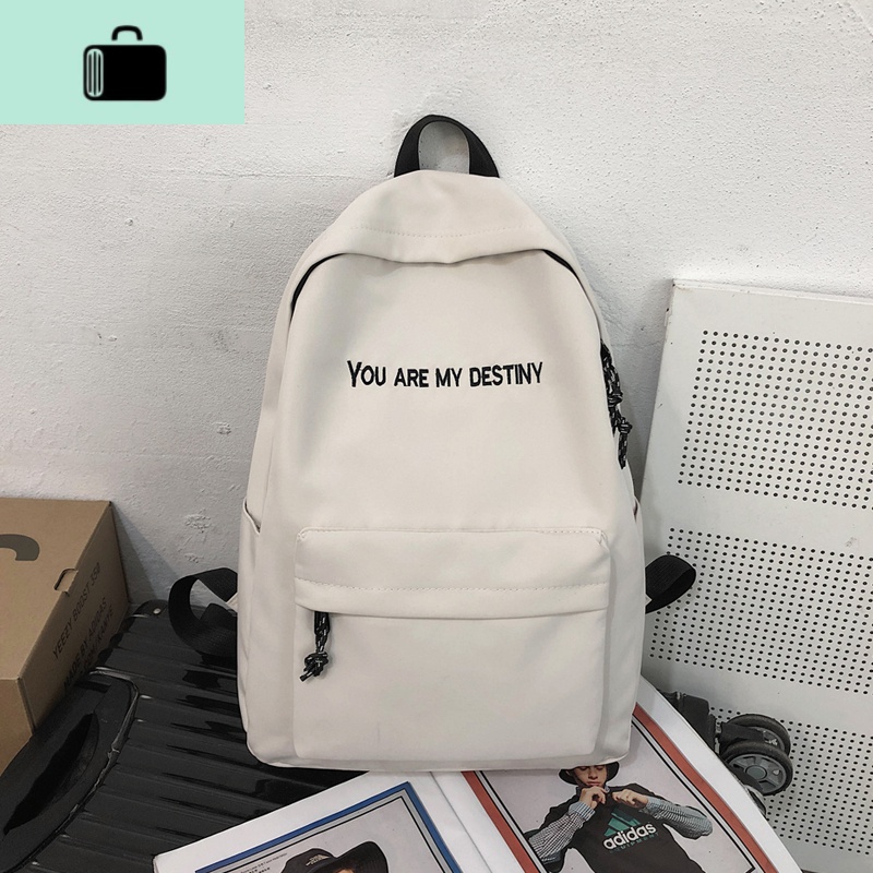 2020新款书包女韩版原宿男背包高中学生初中生百搭情侣双肩包女潮NEW LAKE 白色小号+无挂件