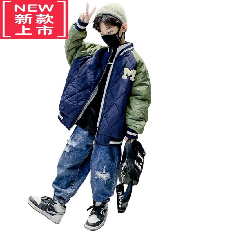 可莉允男童棉服冬款2022新款儿童冬季装夹棉薄外套中大童洋气二棉棒球服图片
