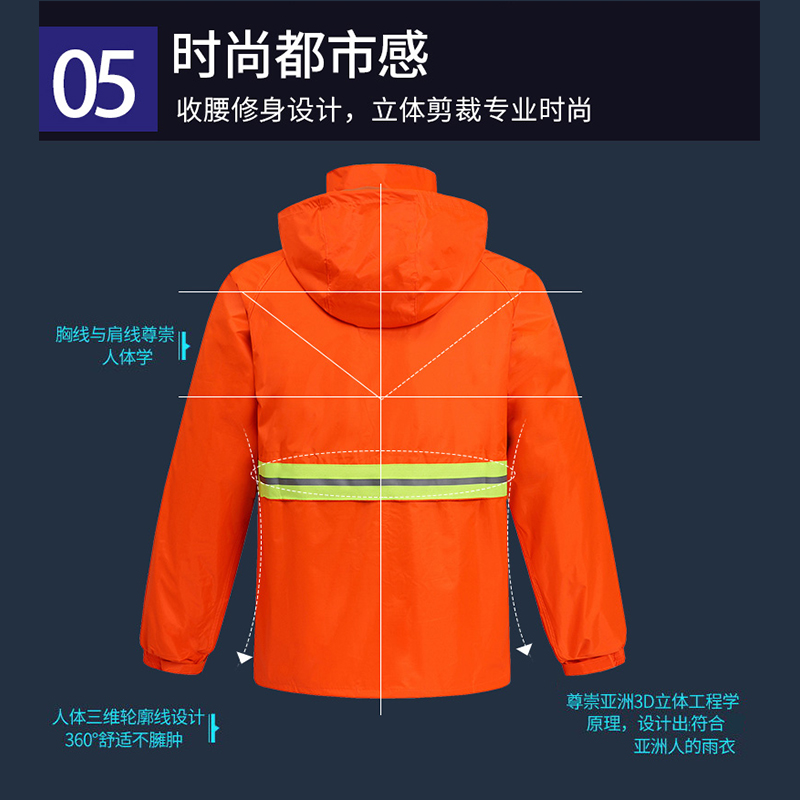 耐磨 环卫工人专用 雨衣雨裤套装 防水 反光 防暴雨 保洁长款劳保清洁工高清大图