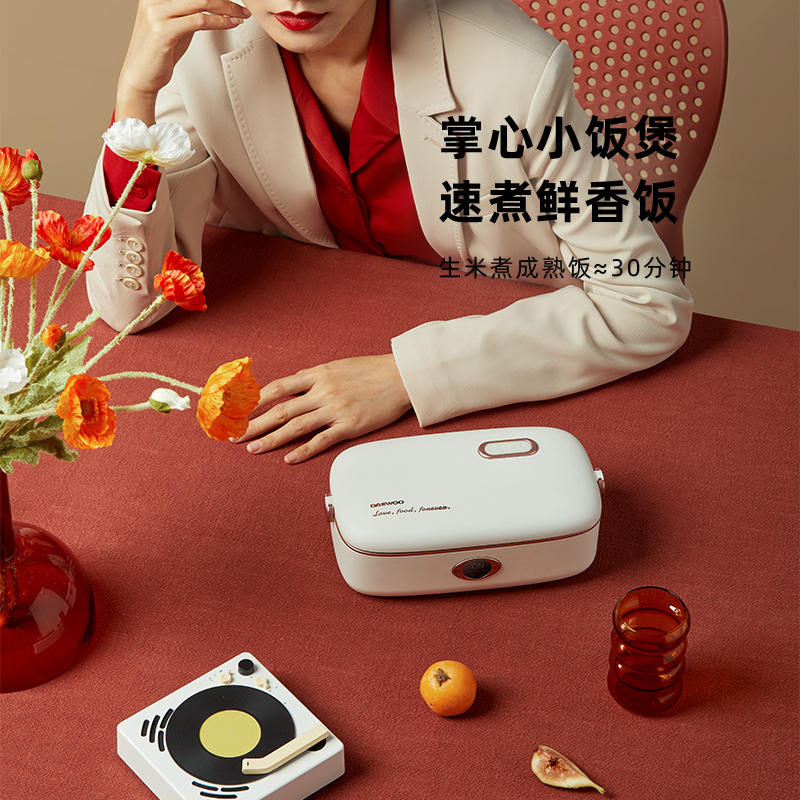 大宇(DAEWOO)电热饭盒可插电加热保温自热蒸热饭菜神器电饭锅煲小上班族 DY-FH101 白色