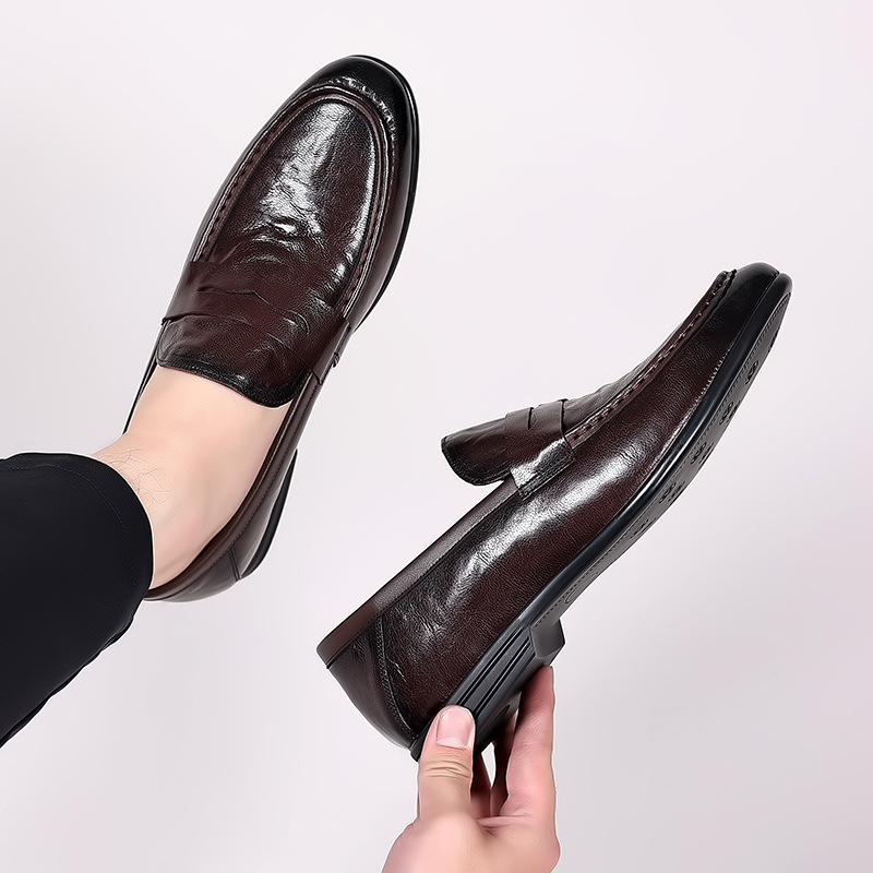 男鞋休闲鞋驾车鞋百搭透气真皮软底豆豆鞋一脚蹬皮鞋男套脚懒人鞋