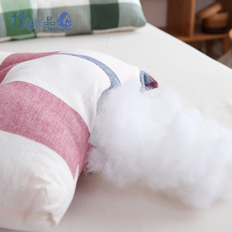 俏居(Choshome)家纺 水洗棉决明子护颈枕 枕头枕芯 48*74cm 绿色大格 春季;夏季;秋季;冬季