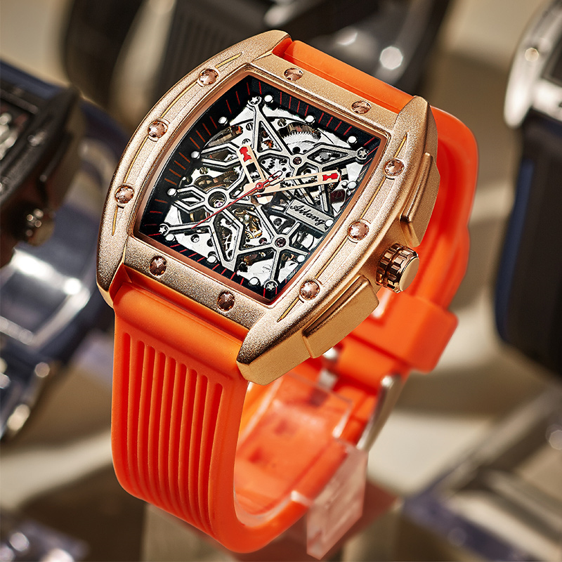 艾浪正品十大陀飞轮全自动手表男士机械表镂空酒桶型品牌潮流男表