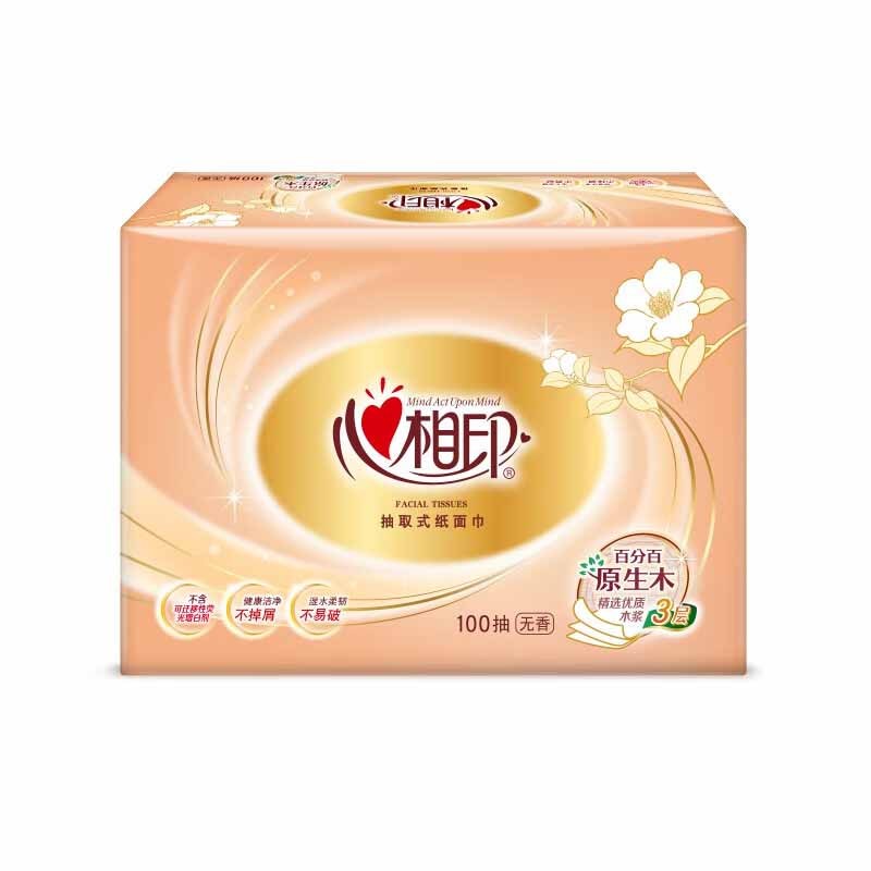 心相印抽纸经典系列家用软抽纸母婴适用3层100抽*4包DT55100