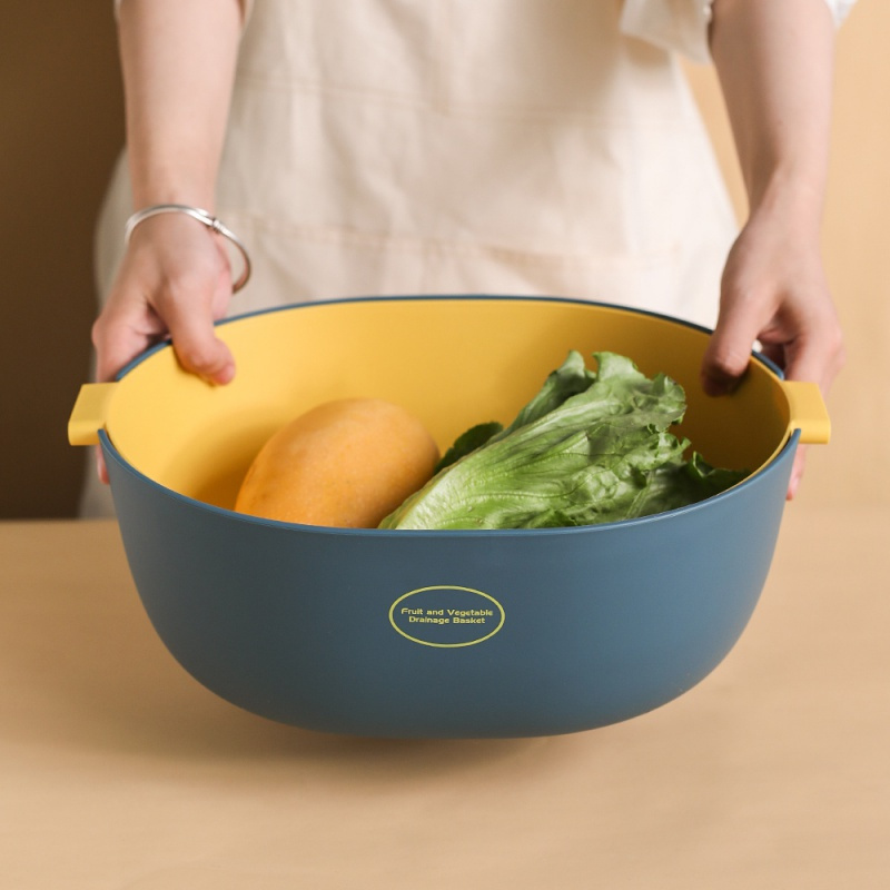 双层洗菜盆沥水篮厨房网红水果盘客厅家用收纳筐沥水篮