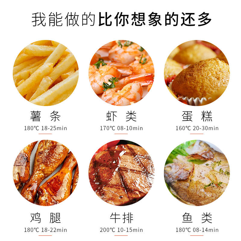 利仁(Liven)空气炸锅家用多功能无油煎炸无烟大容量双锅热空气循环不粘烤架易清洗自动断电KZ-J3400高清大图