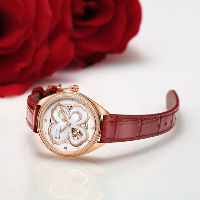 飞亚达新品四叶草手表女机械表女款简约时尚女表la862031pwrd