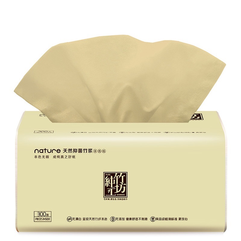 纯竹工坊 PURE系列竹浆本色抽纸卫生纸巾三层100抽12包M号(整箱销售)高清大图