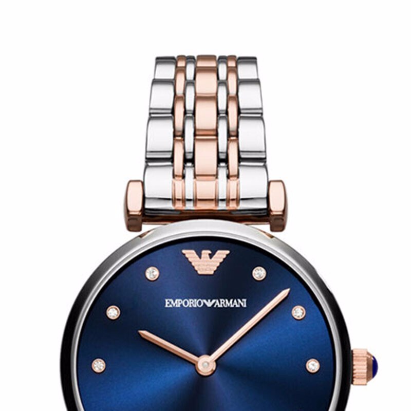 阿玛尼（Emporio Armani)手表 女士混色钢带休闲 水钻小巧石英腕表 AR11092高清大图