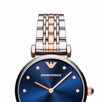 阿玛尼（Emporio Armani)手表 女士混色钢带休闲 水钻小巧石英腕表 AR11092