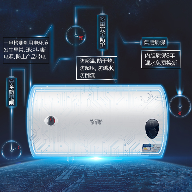 澳柯玛(AUCMA)家用60升速热电热水器60D25 安全防电闸2000W大功率