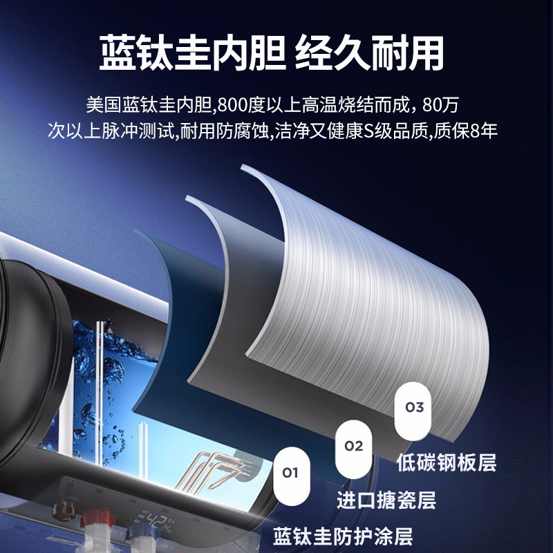 惠而浦60升电热水器ESH-60EA2 3200W大功率速热 8倍增容 一级能效