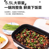 苏泊尔(SUPOR)多功能锅家用电锅电火锅电热锅电炒锅电煮锅烤肉锅一体不粘电饼铛煎烤机网红料理锅JD3424D608白色
