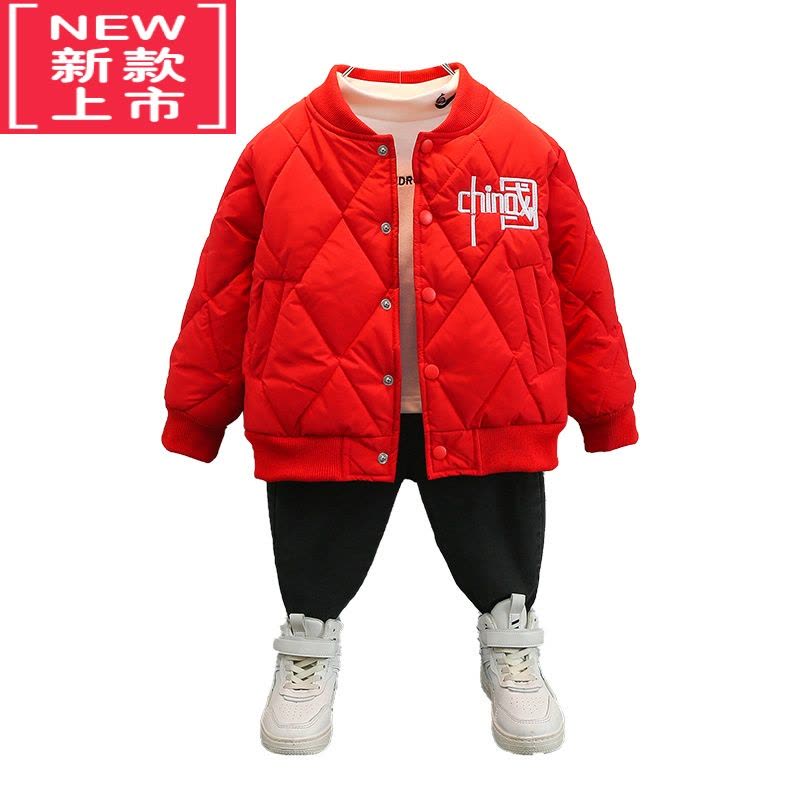 可莉允儿童男童加厚外套2022新款秋冬季加绒棒球服棉衣宝宝冬装夹棉上衣棉服图片