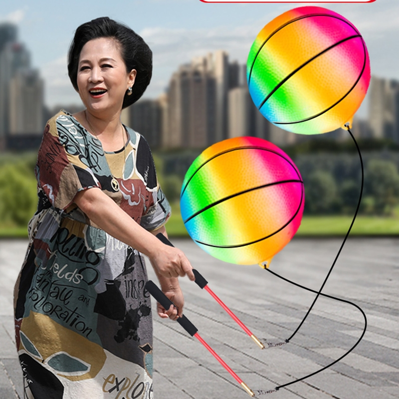 迈高登健身球手甩甩球中老年人广场舞球锻炼手臂弹力甩绳运动彩虹南瓜