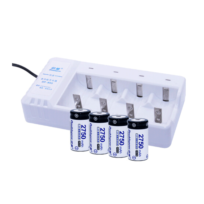 iDiskk 倍量 2号充电电池充电器套装配4节C型b05 可充1号5号7号可替代1.5v干电池lr14