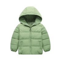 新【凡羚】新款儿童羽绒棉服冬男女童纯色连帽棉袄童棉衣面包服110-150码 150码建议身高140 纯色面包服-绿色