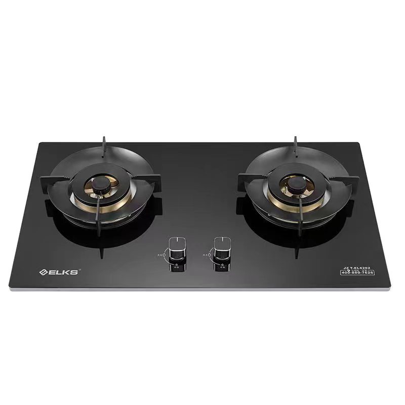 ELKS燃气灶EL8202 家用台嵌两用灶具 钢化玻璃面板 纯铜火盖 防风炉架