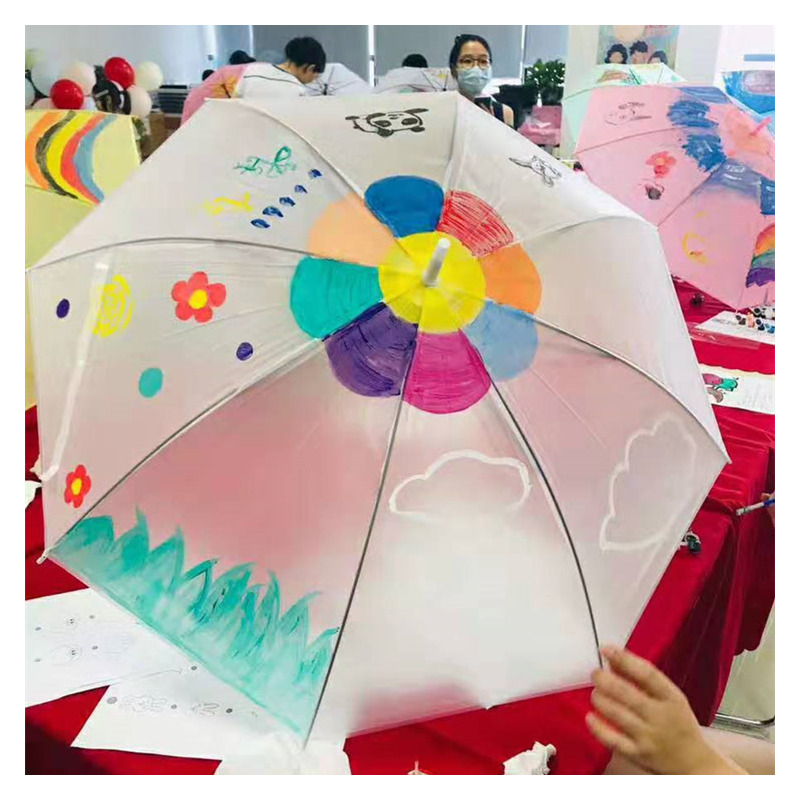 儿童绘画用画画diy手绘空白透明白色幼儿园手工涂鸦彩绘小伞
