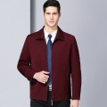 劲霸男装正品春装新款领导干部上班夹克男士中年翻领簿款真丝夹克纯棉商务政务男装外套恒源祥阿玛尼金利来七匹狼梦特娇男装 180/96A 802红色