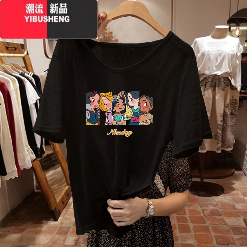 YIBUSHENG竹节棉短袖t恤女季2024年新款宽松百搭v领白色半袖体恤上衣高清大图