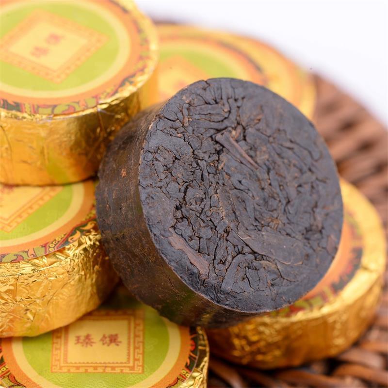 瑧馔 2013年春茶藏茶边茶黑茶金币茶每粒5克装送禮佳品320克 西蜀雅贡 5克*64粒
