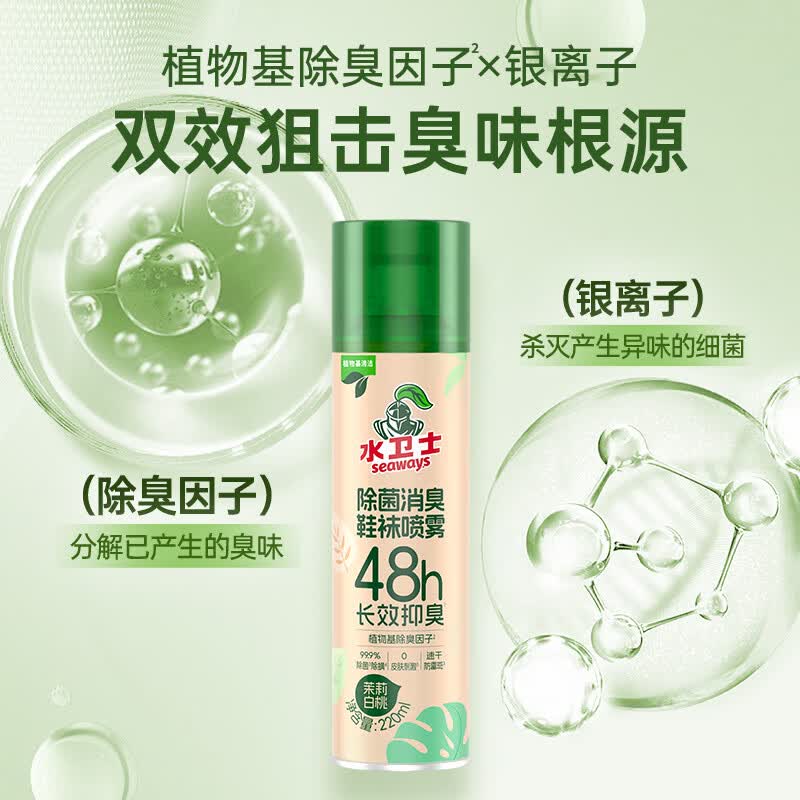 水卫士鞋子除臭杀菌喷雾220ml鞋袜除臭剂杀菌防脚臭脚气高清大图